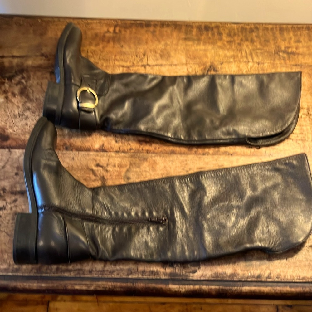 Barney’s made in Italy over the knee brown leather boots